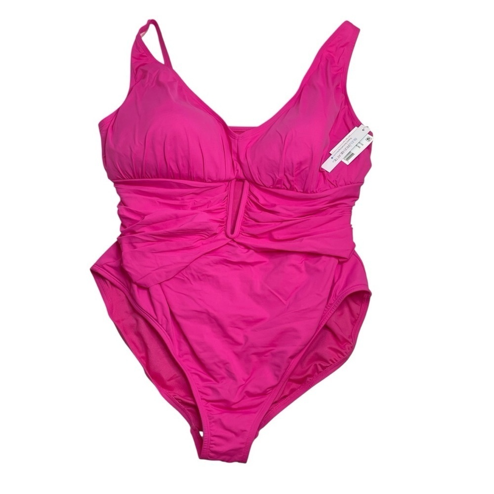 Bleu Rod Beattie Molded-Cup One-Piece Swimsuit Pink Bling 22W New with Tags